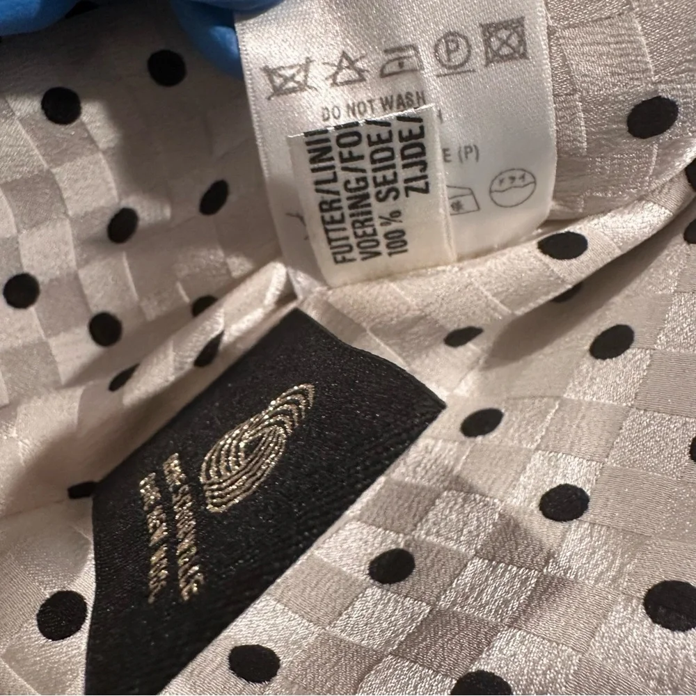 Escada Pure New Wool Gray Black Polka Dot OneButton Blazer Jacket Silk Lining 38